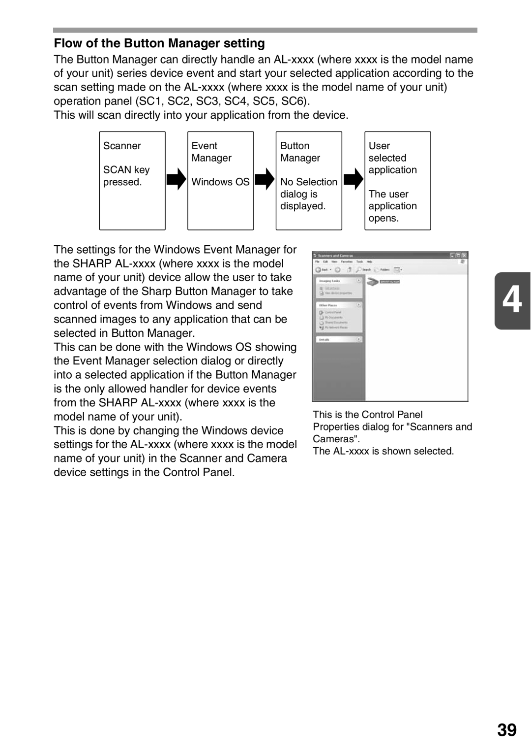 Sharp AL-2020, AL-2040 operation manual Flow of the Button Manager setting 