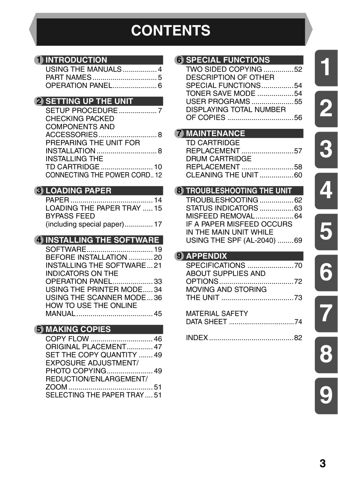 Sharp AL-2020, AL-2040 operation manual Contents 