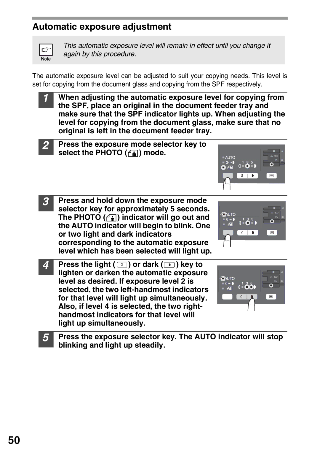 Sharp AL-2040, AL-2020 operation manual Automatic exposure adjustment 