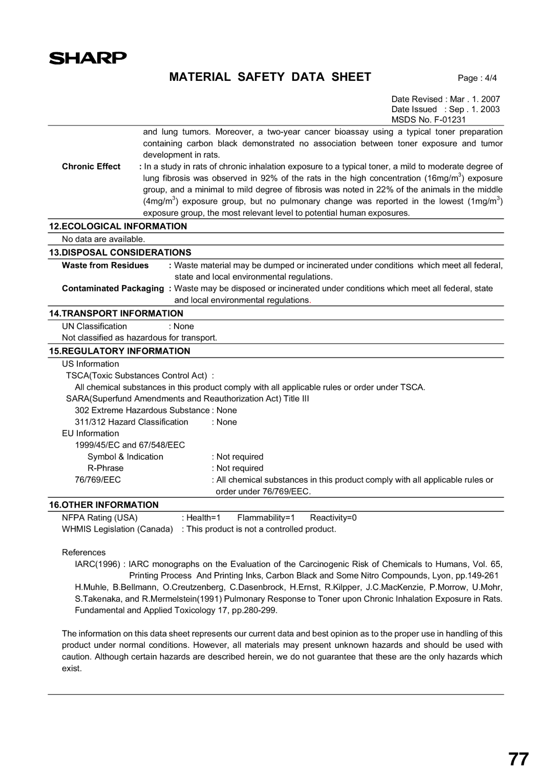 Sharp AL-2020, AL-2040 operation manual Ecological Information 