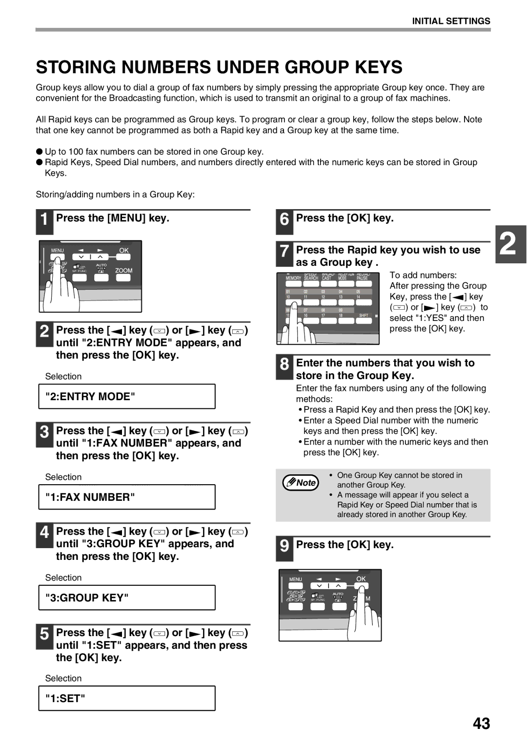 Sharp AL-2060 Storing Numbers Under Group Keys, 3GROUP KEY, Enter the numbers that you wish to store in the Group Key 