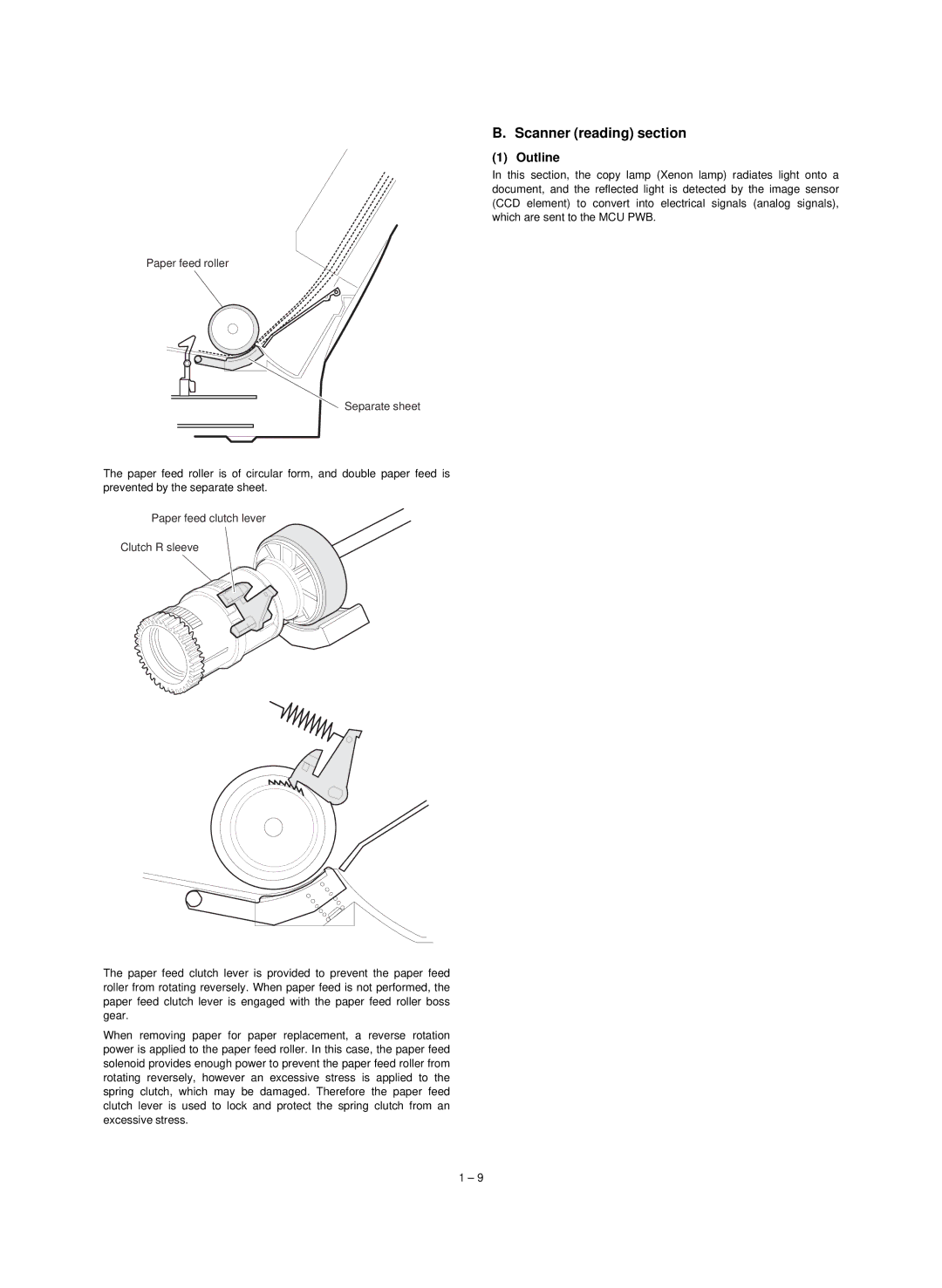 Sharp Digital Copier, AL-840, AL-800 service manual Scanner reading section, Outline 