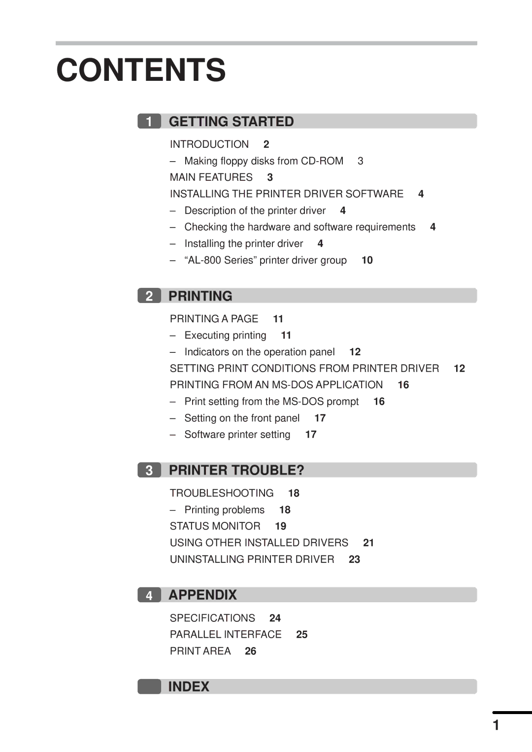 Sharp AL-840 operation manual Contents 