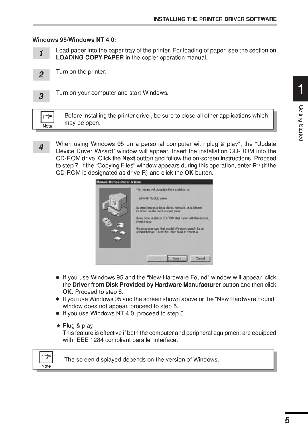 Sharp AL-840 operation manual Windows 95/Windows NT 