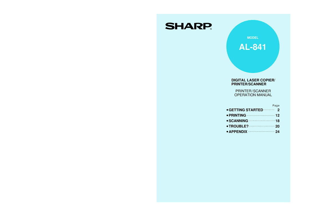 Sharp AL-841 appendix 