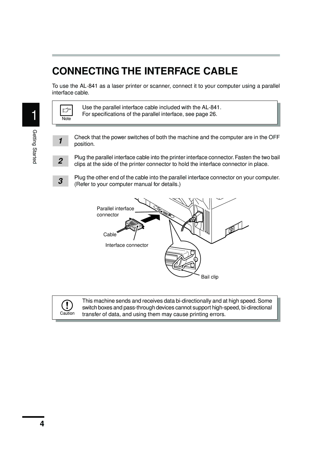 Sharp AL-841 appendix Connecting the Interface Cable 