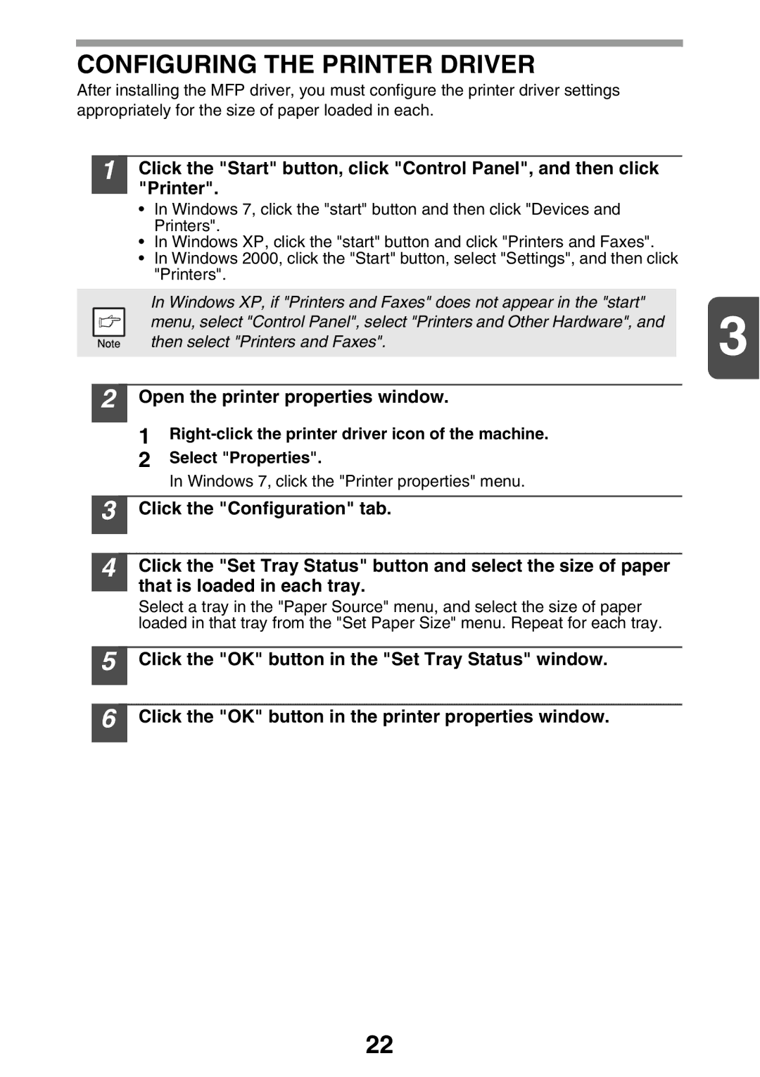 Sharp AL2041, AL2021 manual Configuring the Printer Driver, Open the printer properties window 