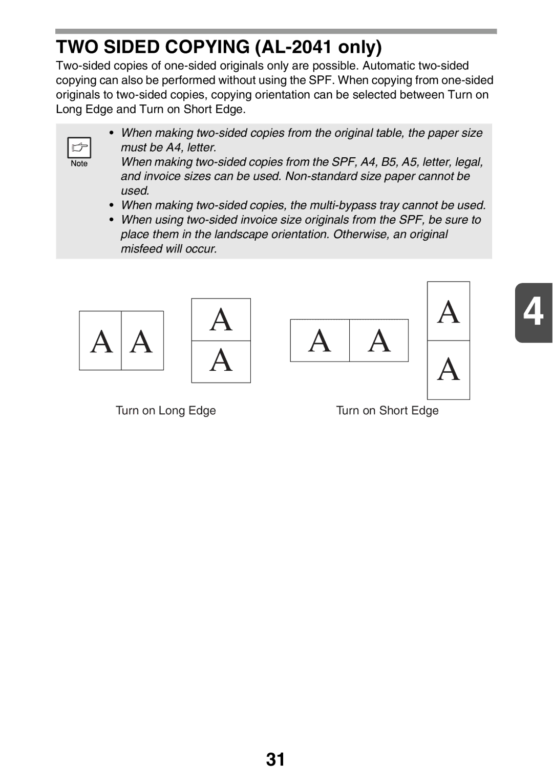 Sharp AL2021, AL2041 manual TWO Sided Copying AL-2041 only 