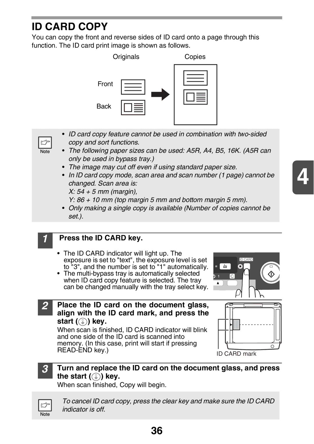 Sharp AL2041, AL2021 manual ID Card Copy, Press the ID Card key 