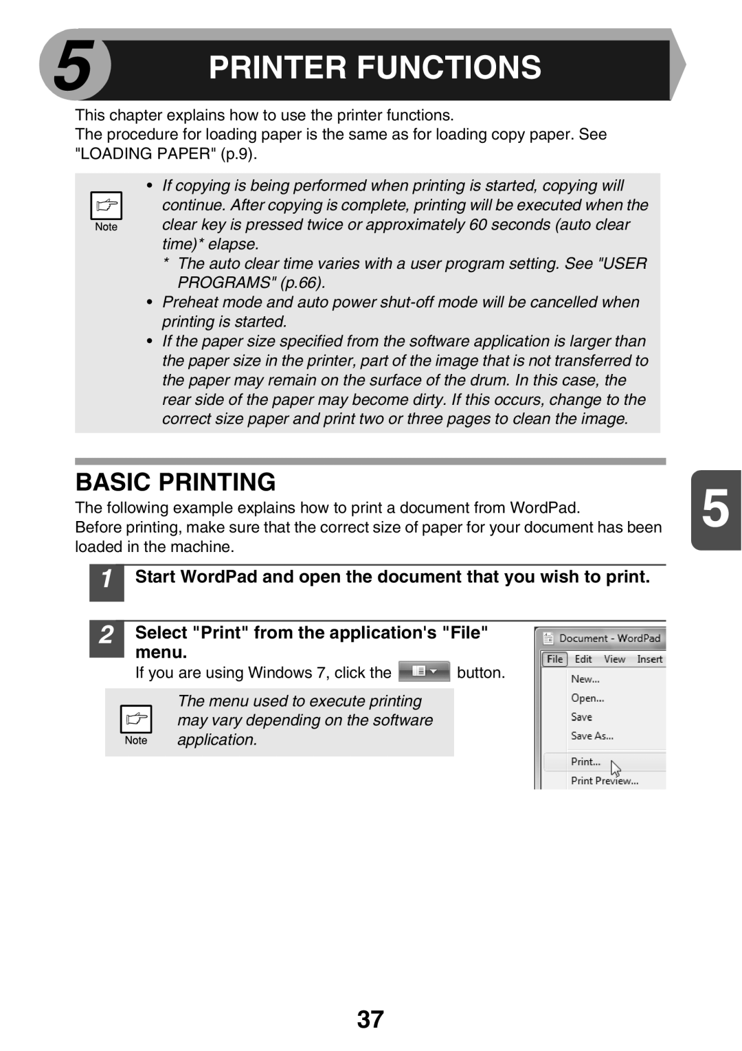 Sharp AL2021, AL2041 manual Printer Functions, Basic Printing 