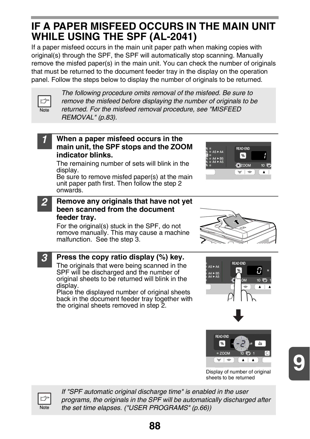 Sharp AL2041, AL2021 manual Press the copy ratio display % key 