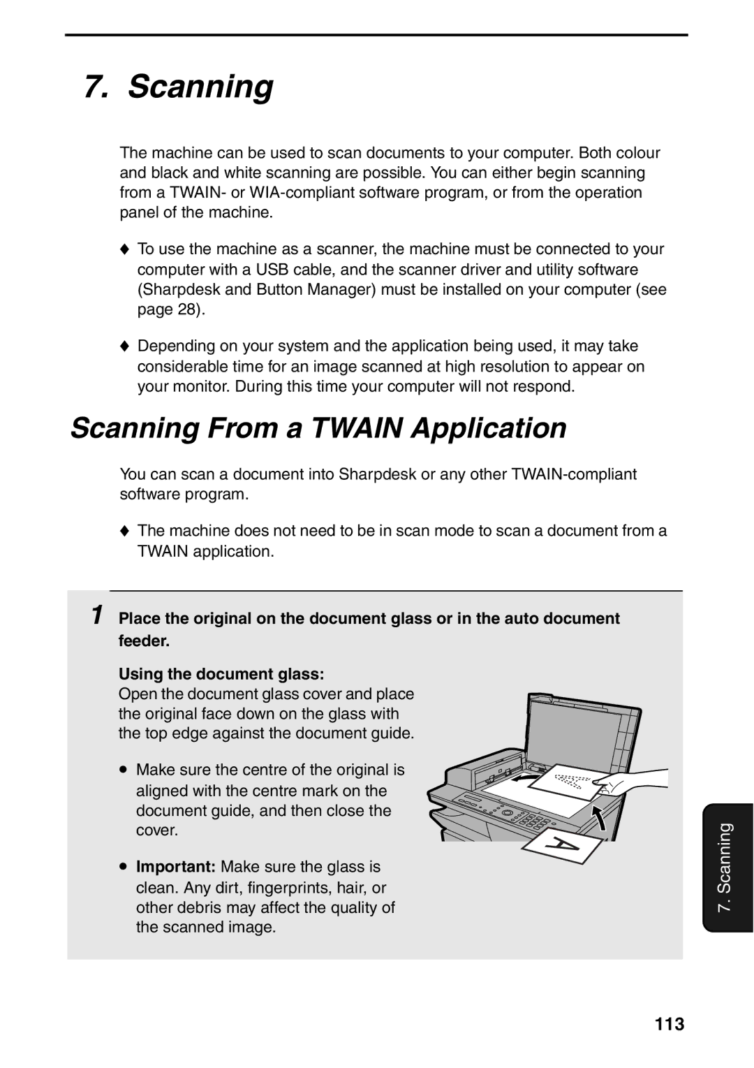 Sharp AM-300 manual Scanning From a Twain Application, 113 