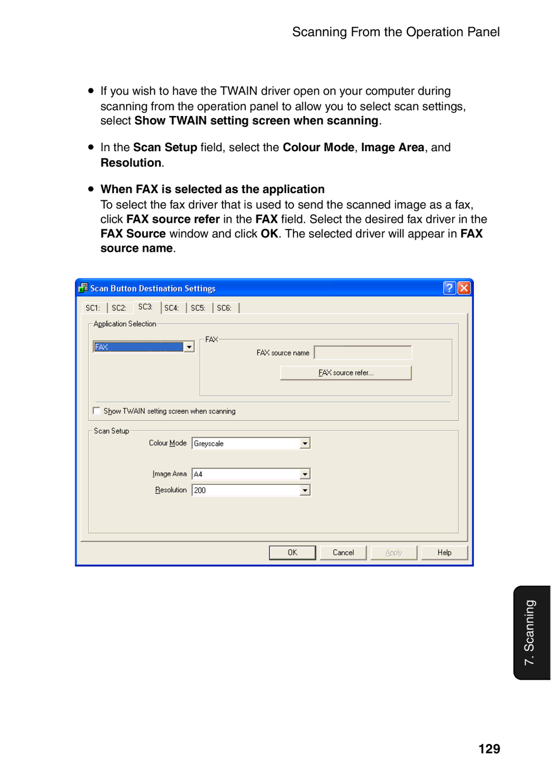 Sharp AM-300 manual 129, When FAX is selected as the application 