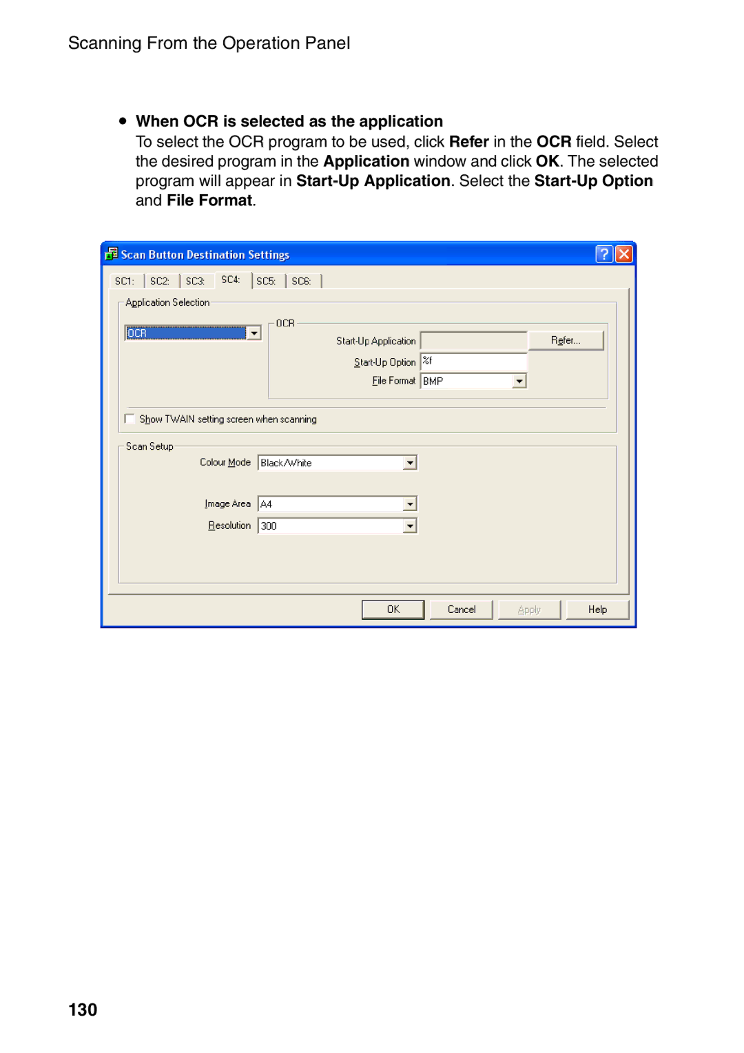 Sharp AM-300 manual 130, When OCR is selected as the application 