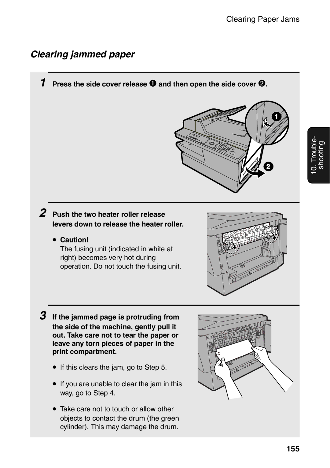 Sharp AM-300 manual Clearing jammed paper, 155 