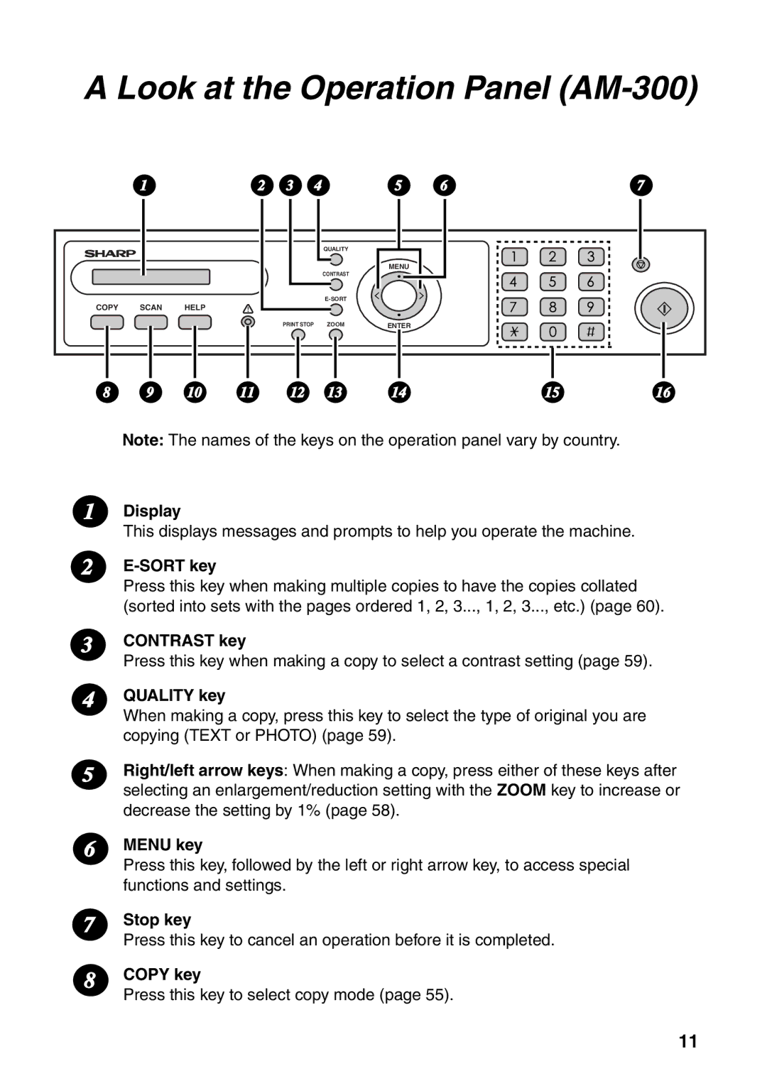 Sharp manual Look at the Operation Panel AM-300, Display 