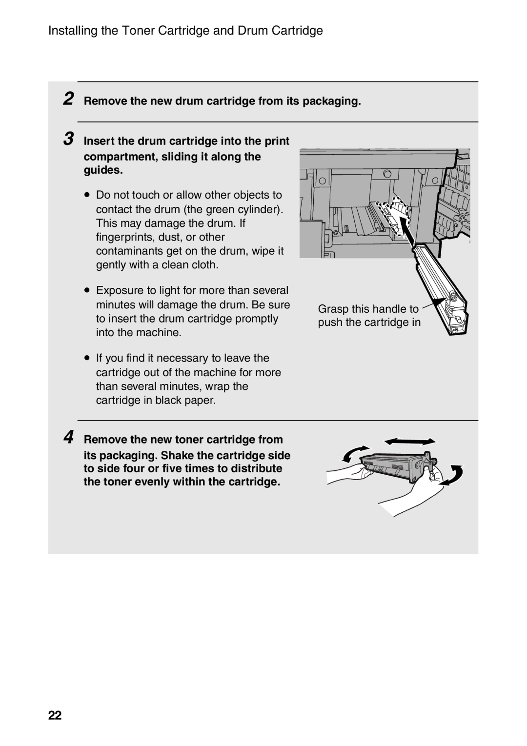 Sharp AM-300 manual Installing the Toner Cartridge and Drum Cartridge 