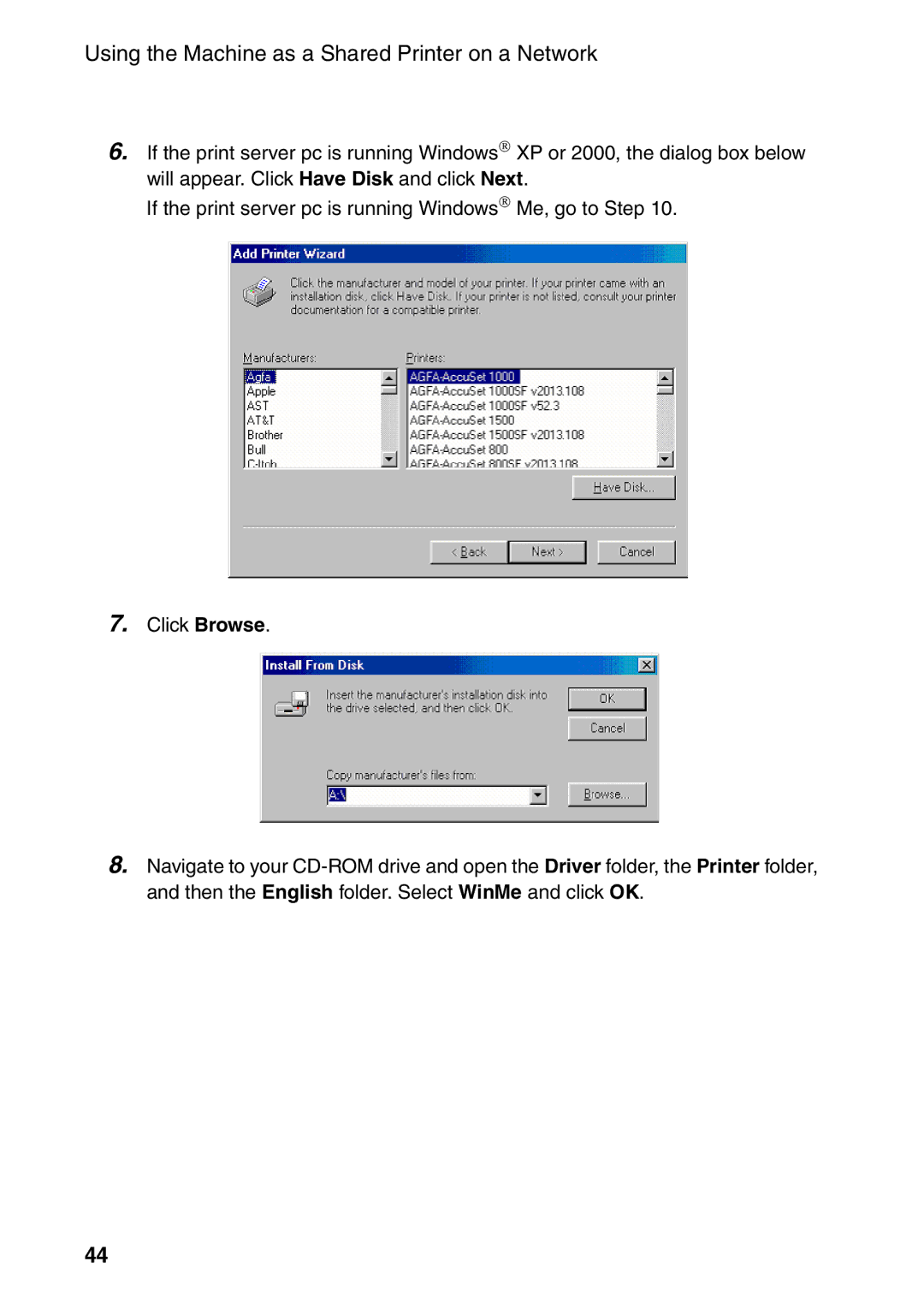 Sharp AM-300 manual Using the Machine as a Shared Printer on a Network 