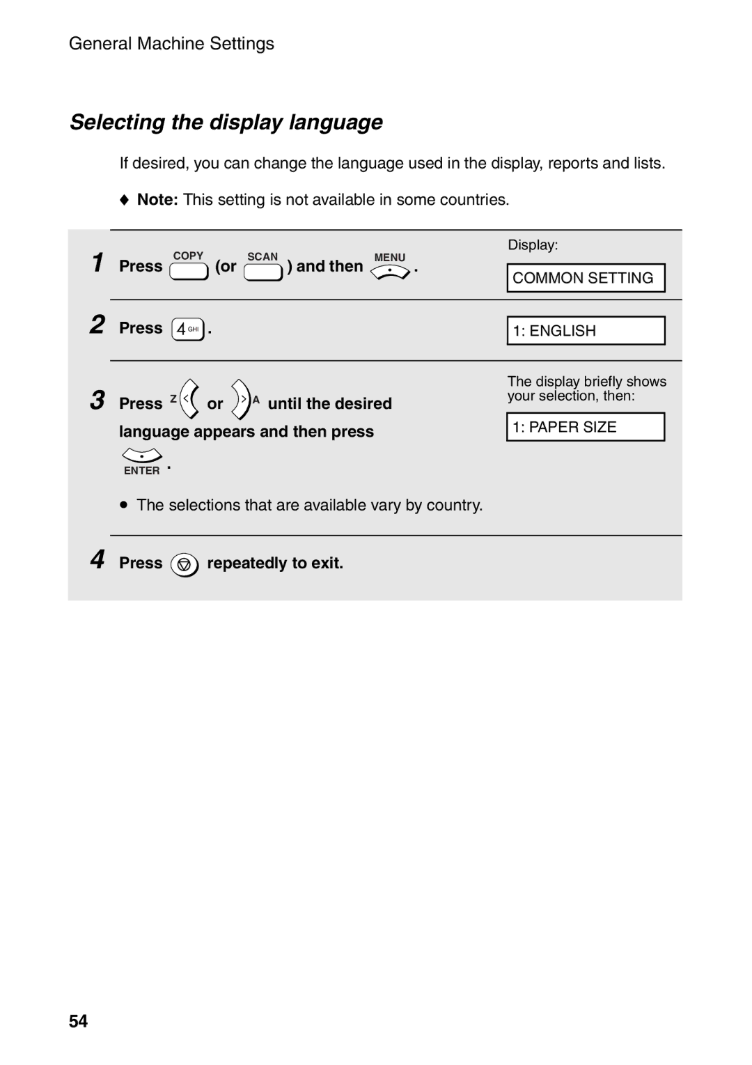 Sharp AM-300 manual Selecting the display language 