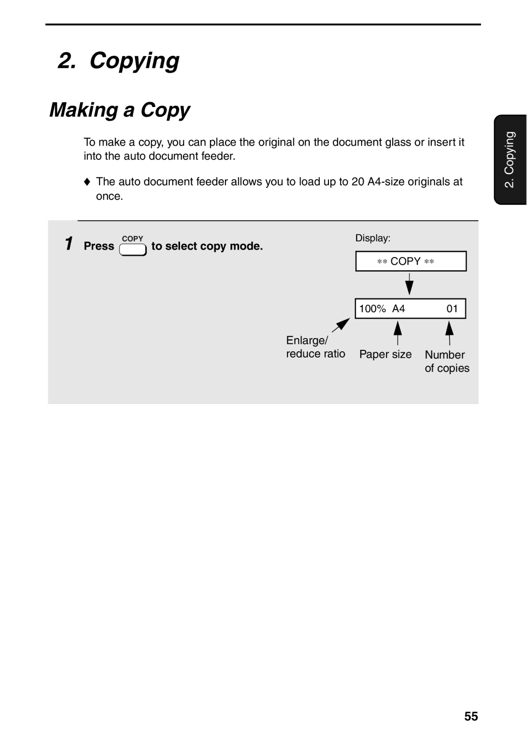 Sharp AM-300 manual Copying, Making a Copy, To select copy mode 