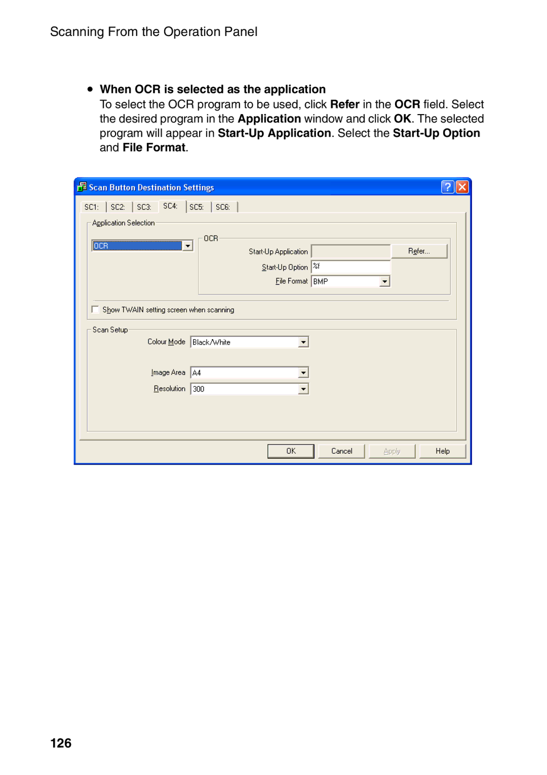 Sharp AM-400 manual 126, When OCR is selected as the application 