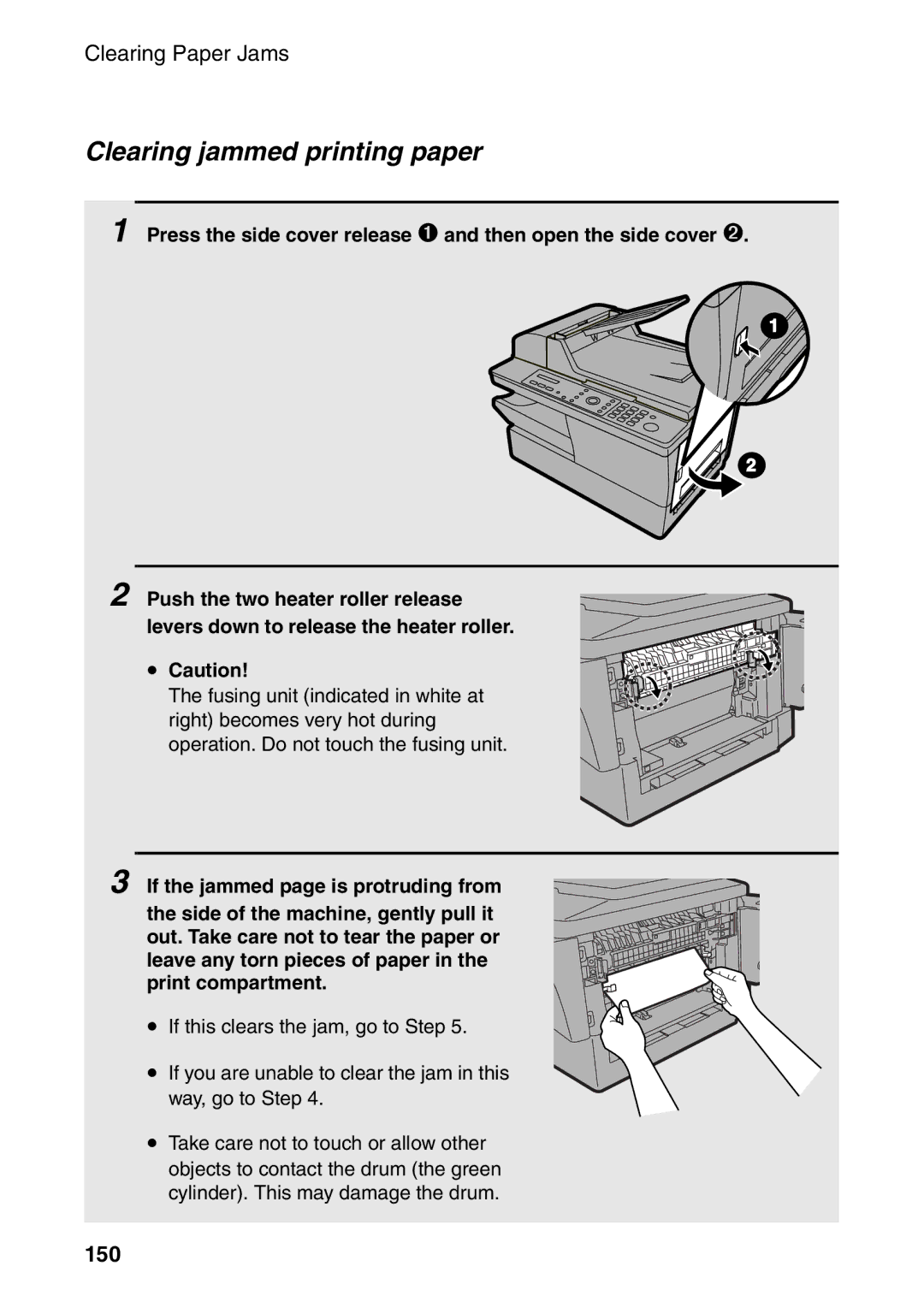 Sharp AM-400 manual Clearing jammed printing paper, 150 