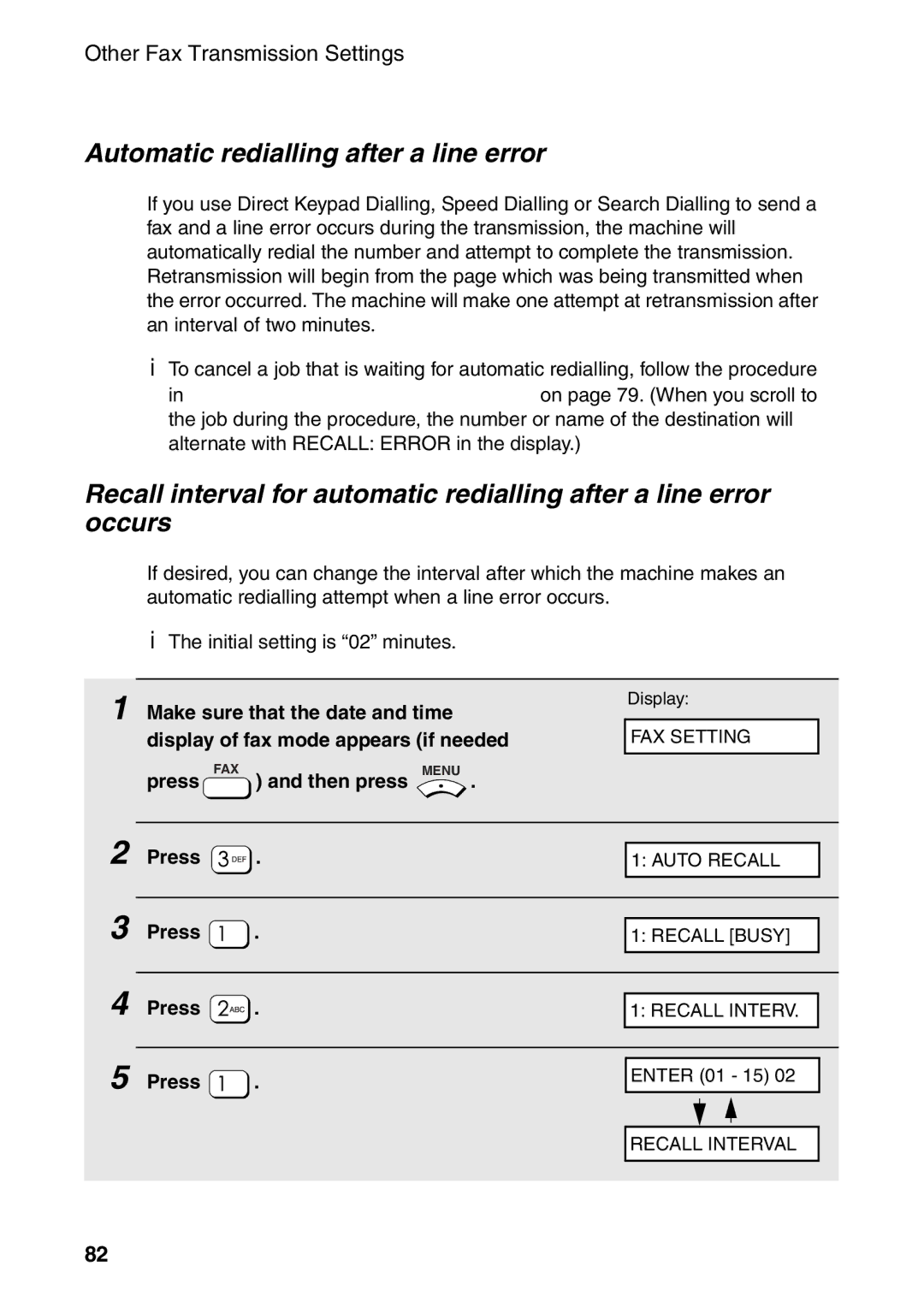 Sharp AM-400 manual Automatic redialling after a line error 