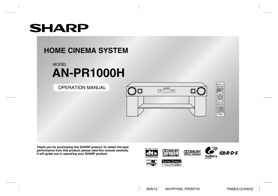 Sharp AN-PR1000H operation manual 