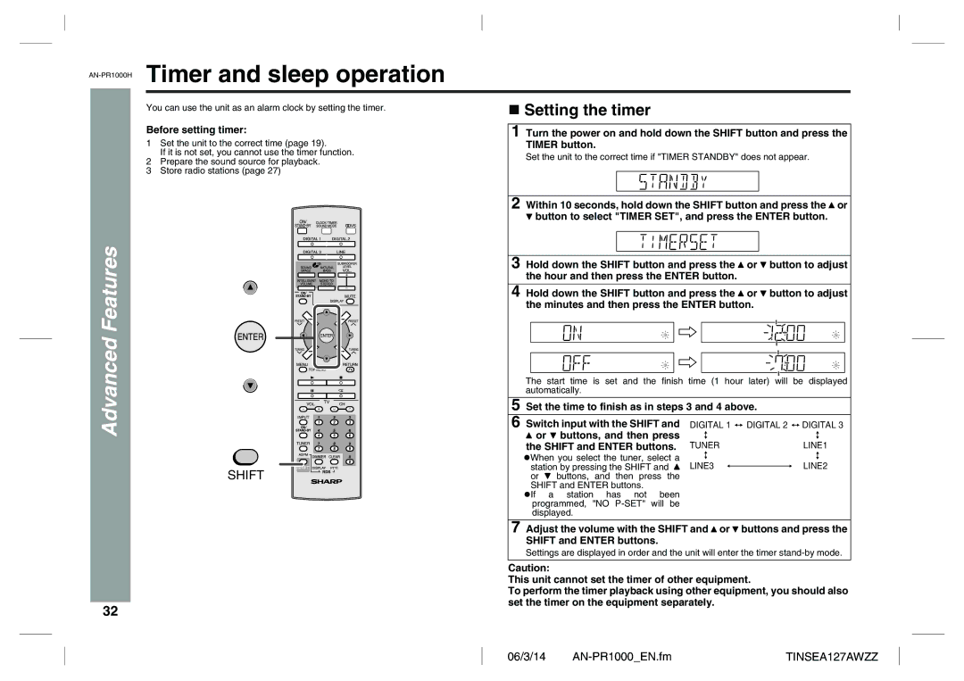 Sharp AN-PR1000H operation manual Timer and sleep operation, Setting the timer, Before setting timer 