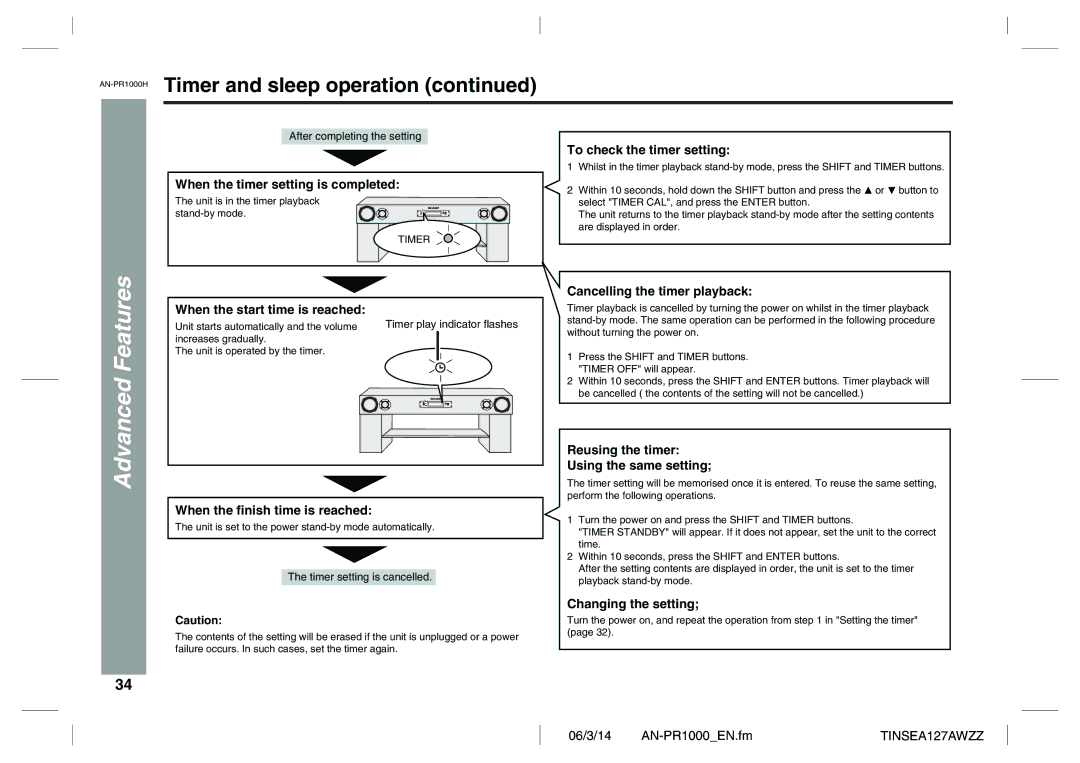 Sharp AN-PR1000H operation manual Timer and sleep operation, To check the timer setting 