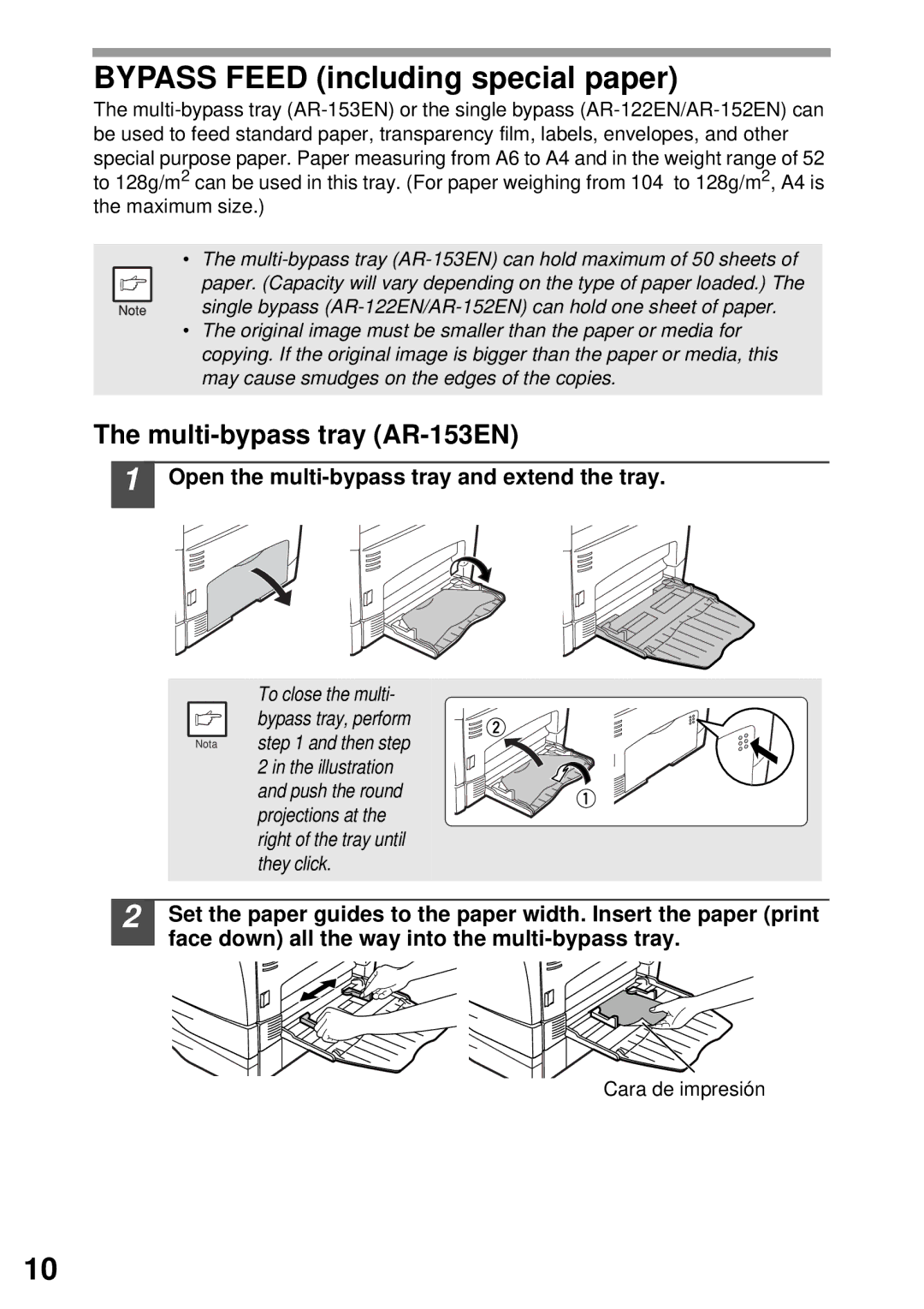 Sharp AR-122E N, AR-153E N, AR-152E N manual Multi-bypass tray AR-153EN, Open the multi-bypass tray and extend the tray 