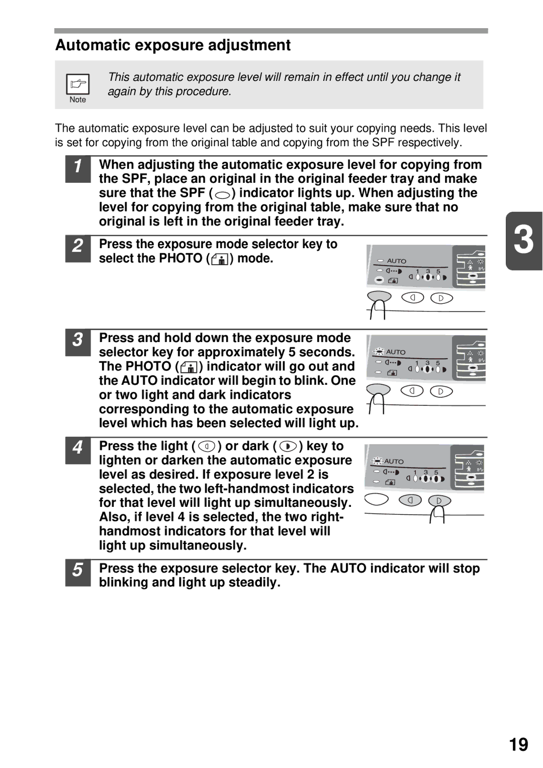 Sharp AR-122E N, AR-153E N, AR-152E N manual Automatic exposure adjustment 