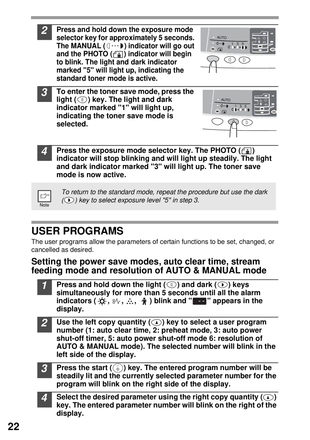 Sharp AR-122E N, AR-153E N, AR-152E N manual User Programs 