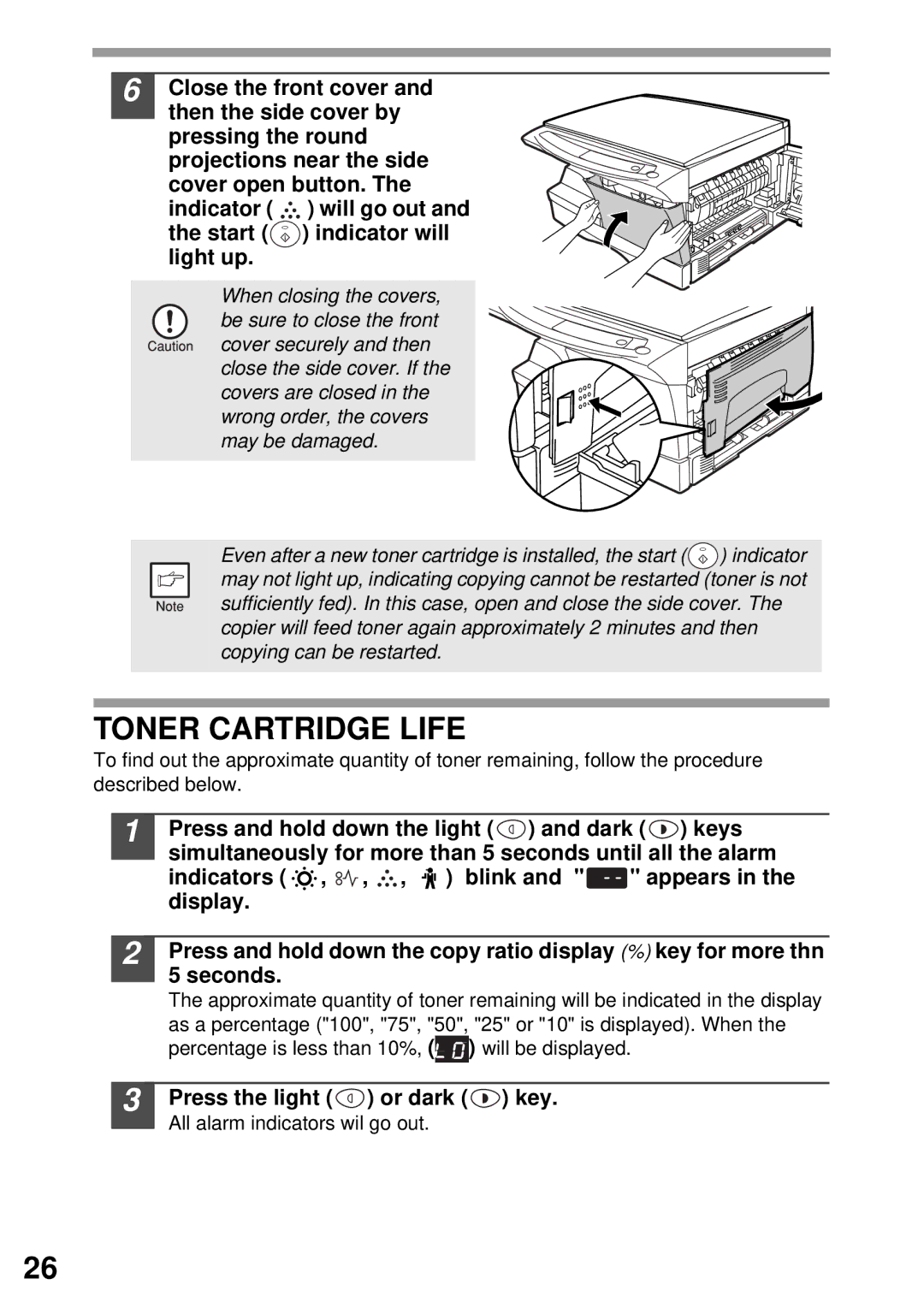 Sharp AR-153E N, AR-122E N, AR-152E N manual Toner Cartridge Life 