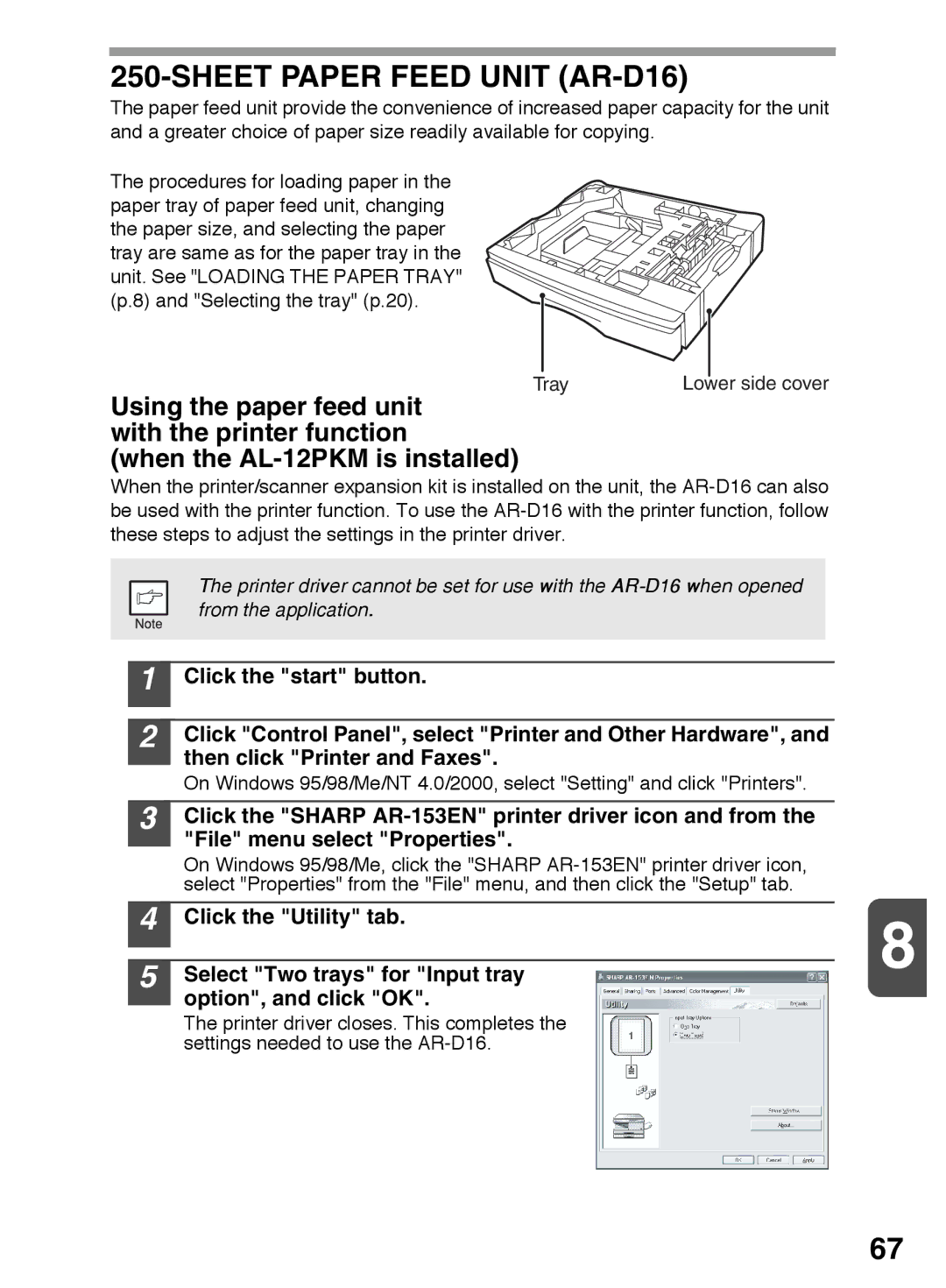 Sharp AR-122E N, AR-153E N, AR-152E N manual Sheet Paper Feed Unit AR-D16 