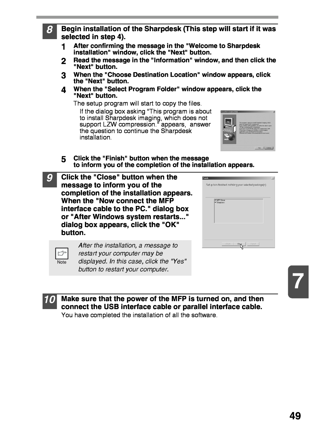 Sharp AR-122E N, AR-153E N, AR-152E N manual When the Select Program Folder window appears, click the Next button 