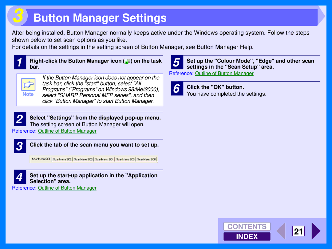 Sharp AR-122E manual Button Manager Settings 