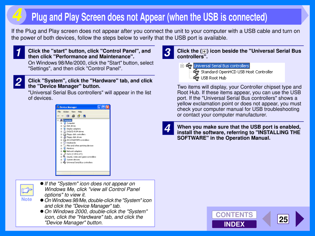 Sharp AR-122E Click the icon beside the Universal Serial Bus, Controllers, When you make sure that the USB port is enabled 