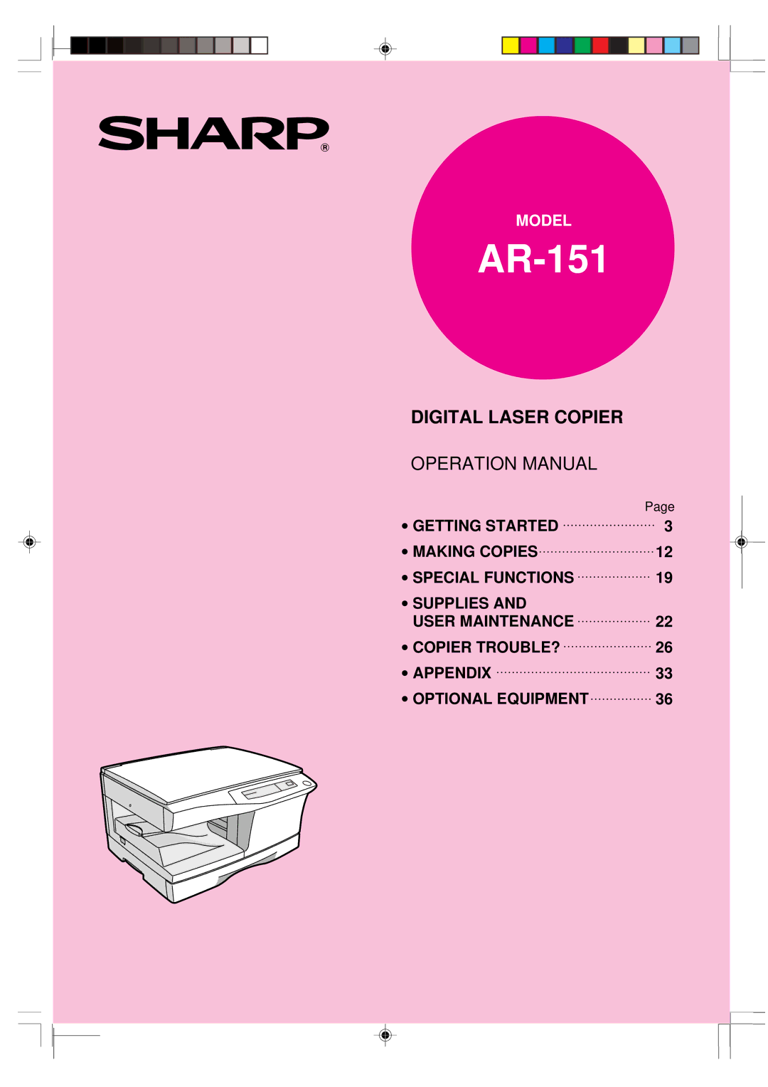 Sharp AR-151 operation manual 