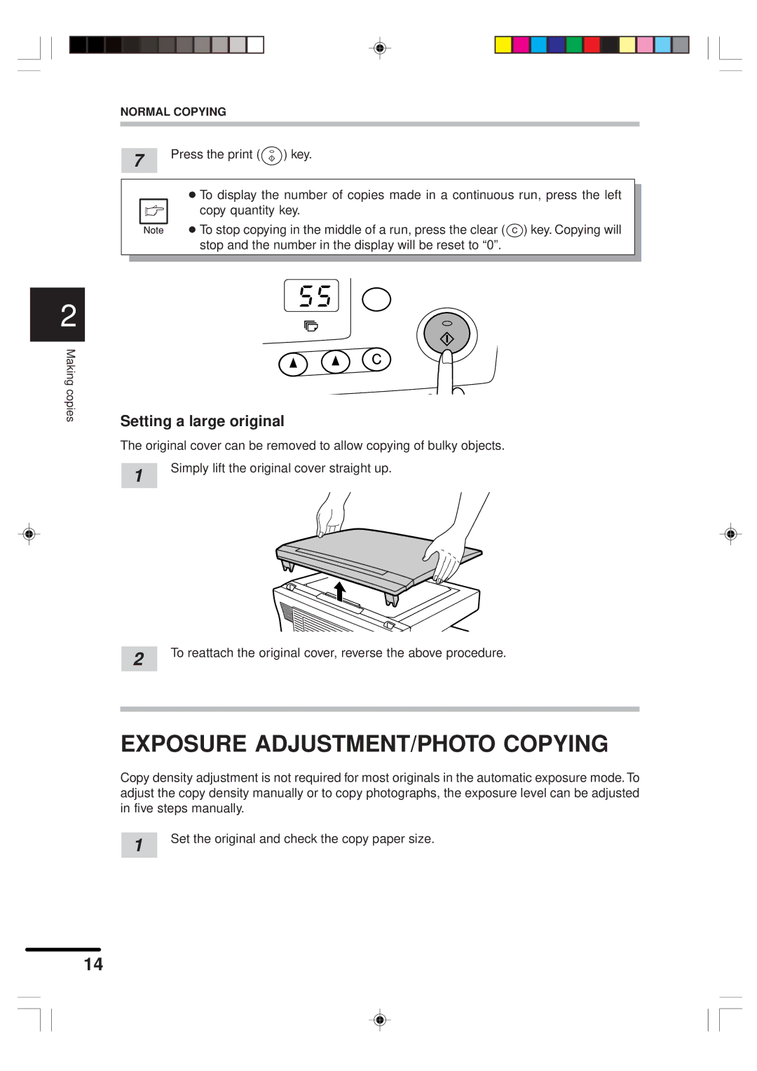 Sharp AR-151 operation manual Exposure ADJUSTMENT/PHOTO Copying, Setting a large original 