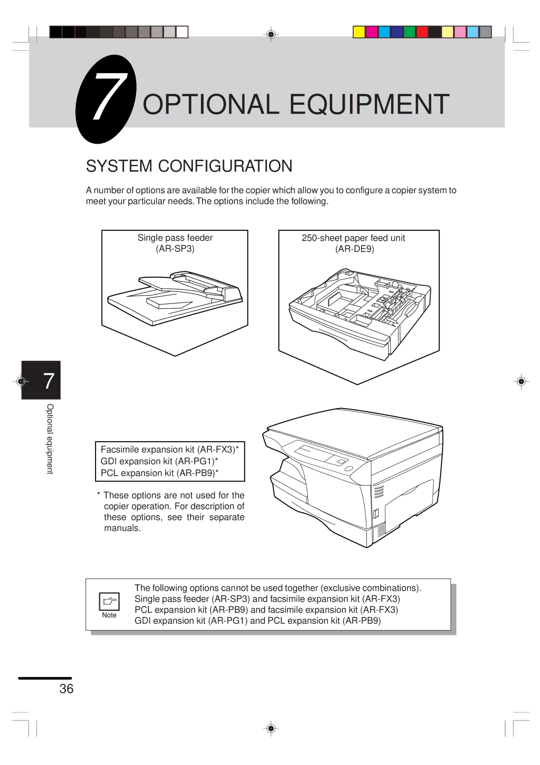 Sharp AR-151 operation manual Optional Equipment, System Configuration 