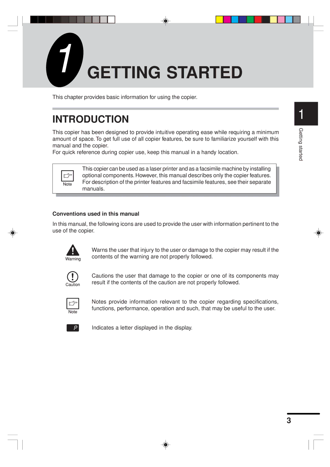 Sharp AR-151 operation manual Getting Started, Introduction, Conventions used in this manual 