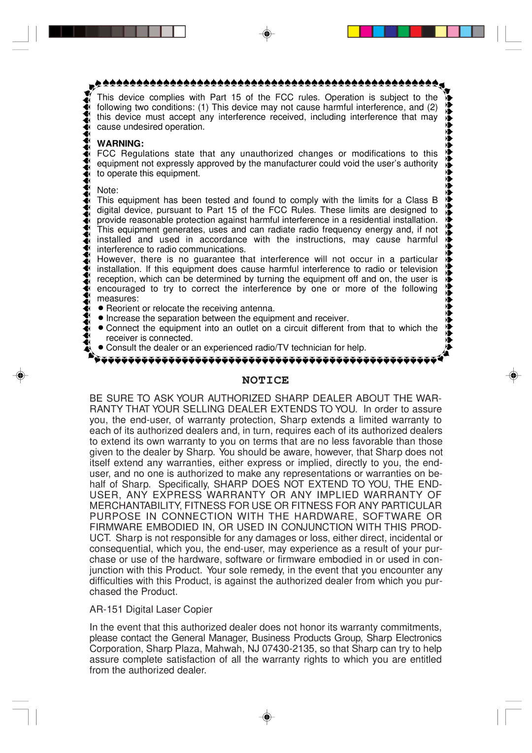 Sharp AR-151 operation manual 