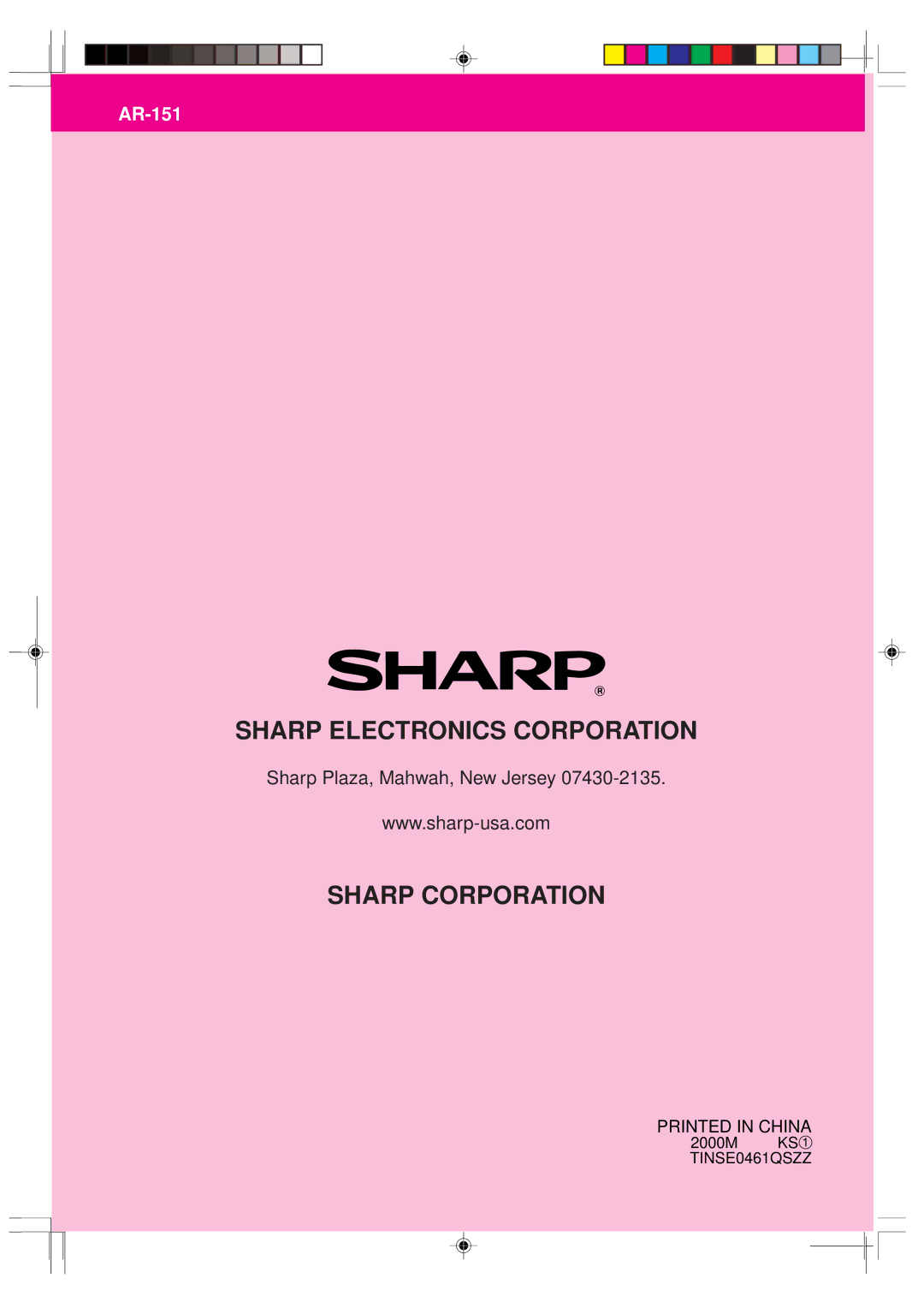 Sharp AR-151 operation manual Sharp Electronics Corporation 