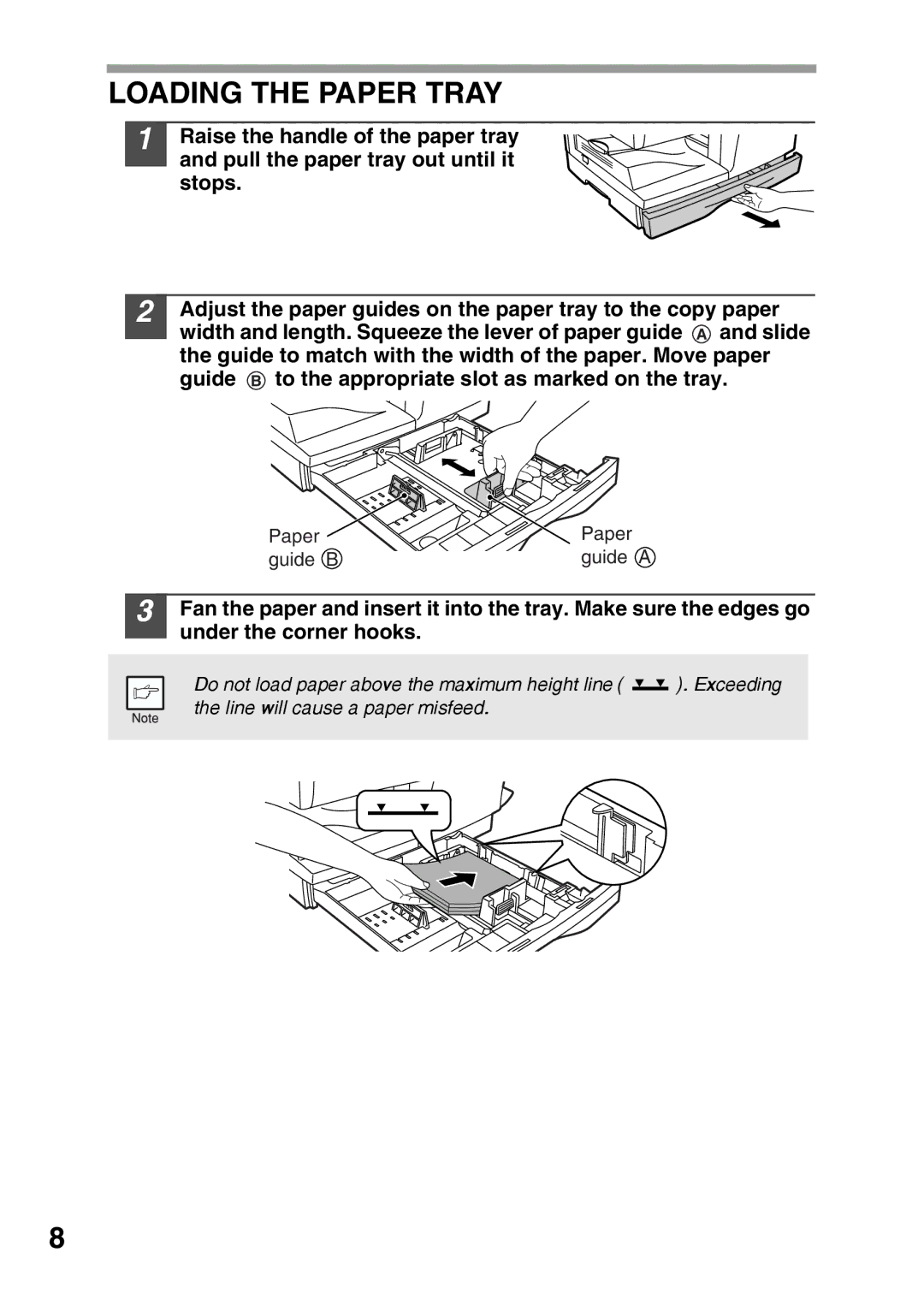 Sharp AR-152E, AR-122E operation manual Loading the Paper Tray 