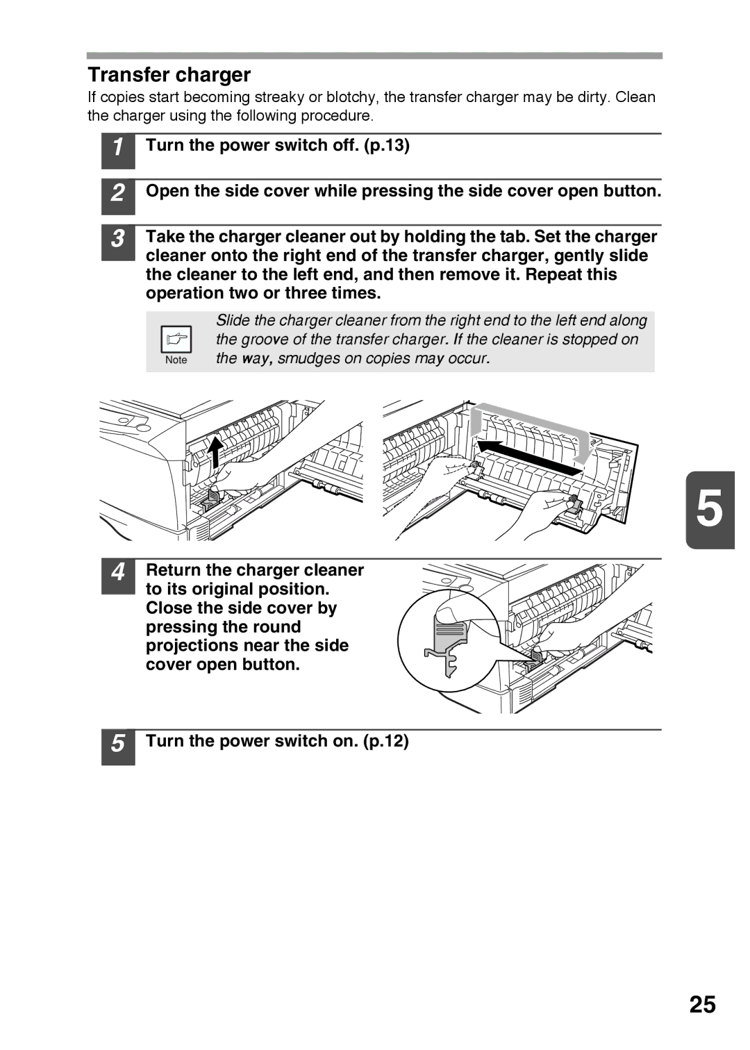 Sharp AR-122E, AR-152E operation manual Transfer charger 