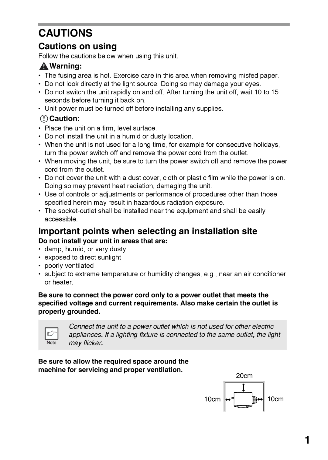 Sharp AR-122E, AR-152E Important points when selecting an installation site, Do not install your unit in areas that are 