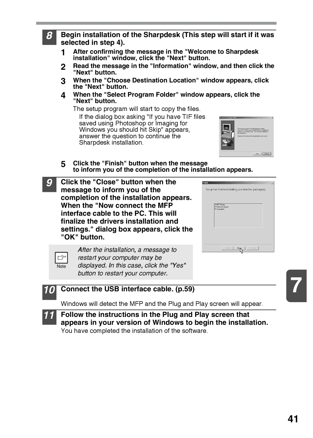 Sharp AR-122E, AR-152E operation manual Connect the USB interface cable. p.59 