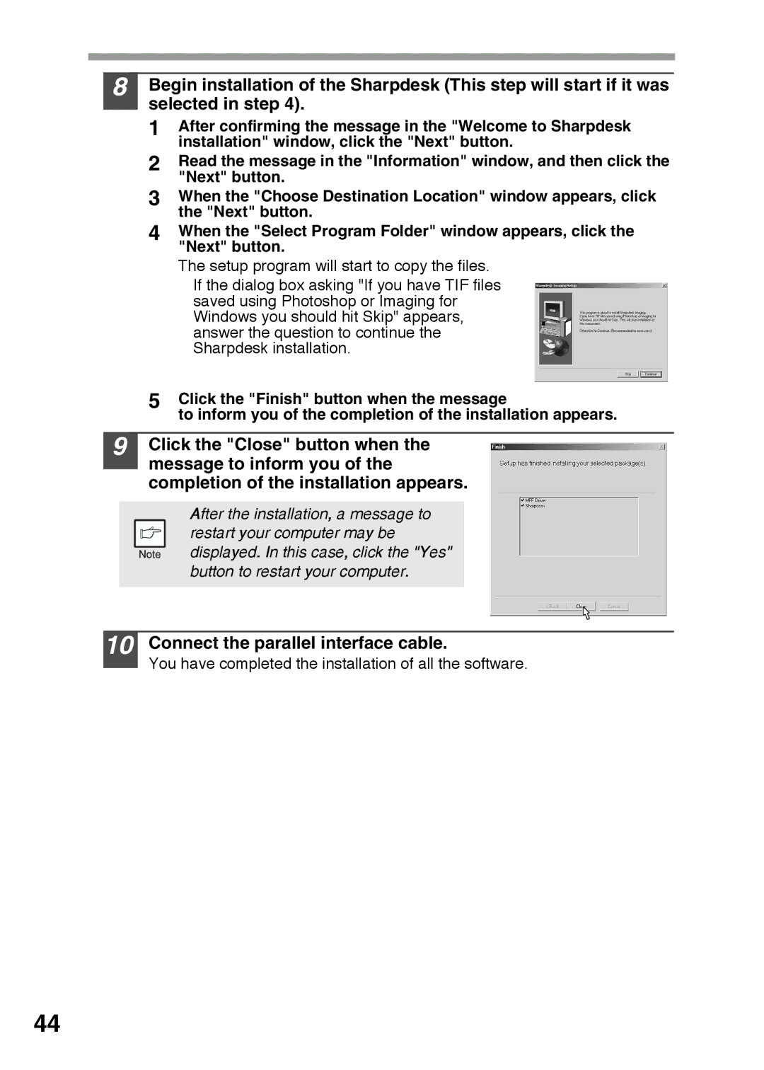 Sharp AR-152E, AR-122E operation manual Connect the parallel interface cable 