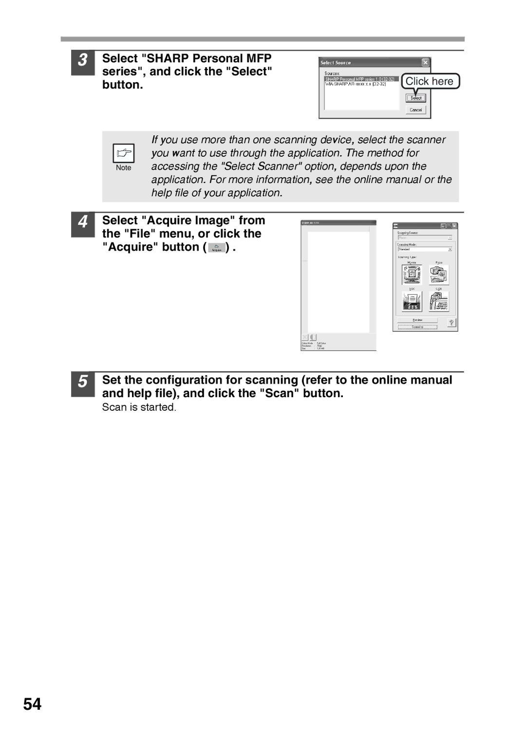 Sharp AR-152E, AR-122E operation manual Select Sharp Personal MFP series, and click the Select, Button 